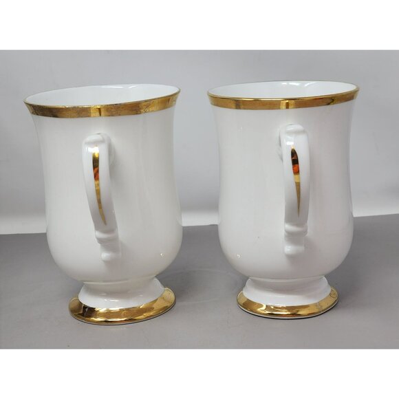 Set Of 4 Royal Victoria‎ Vintage White Fine ChiBone China Mugs Gold Trim Elegant - Picture 3 of 16